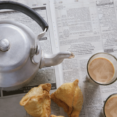 masala chai tea next to a teapot