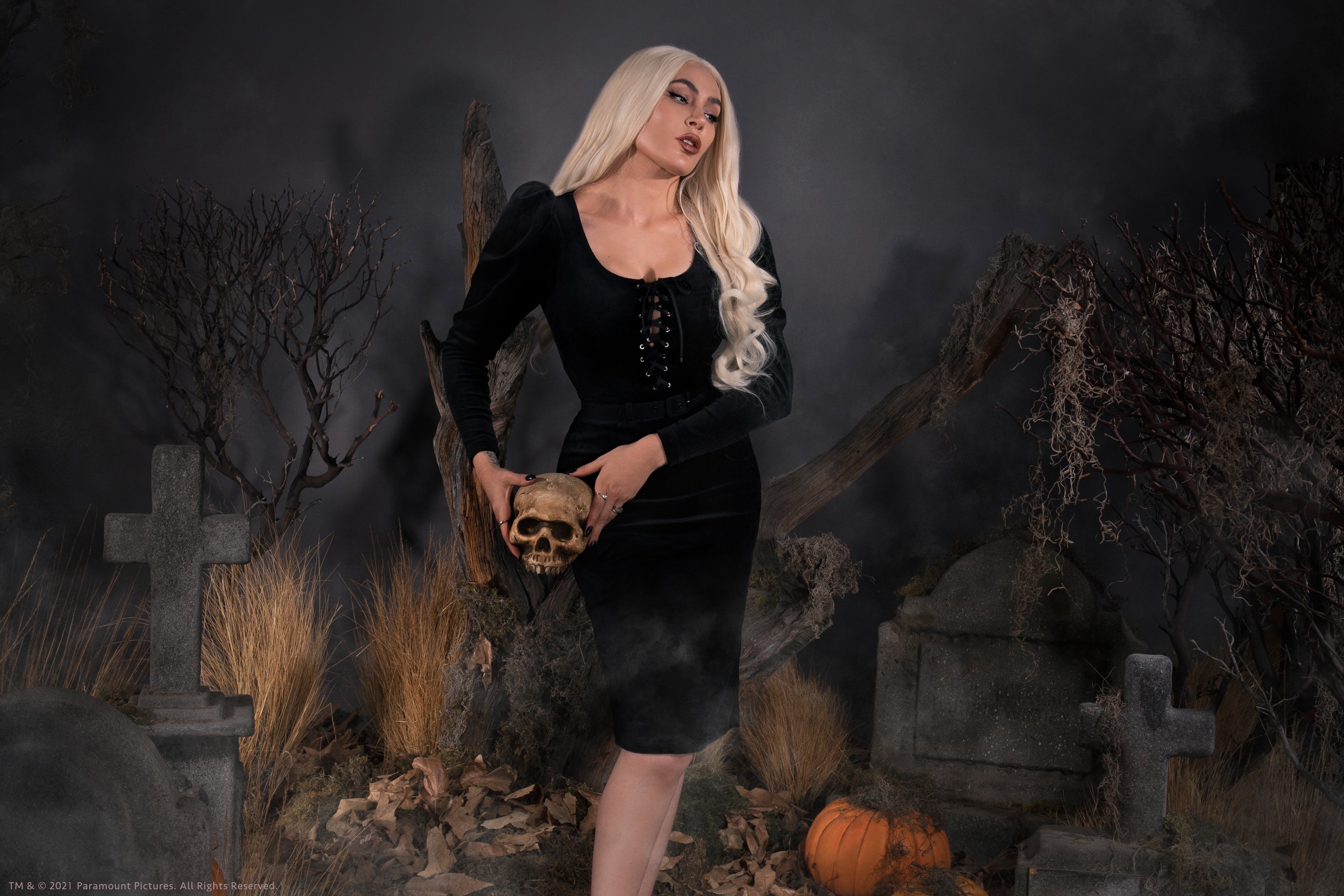 Sleepy Hollow™ Gothic Tales Velour Swing Dress in Black