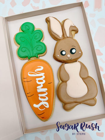 Giant Carrot & Rabbit Customisable Easter Cookies - Sugar Rush by Steph