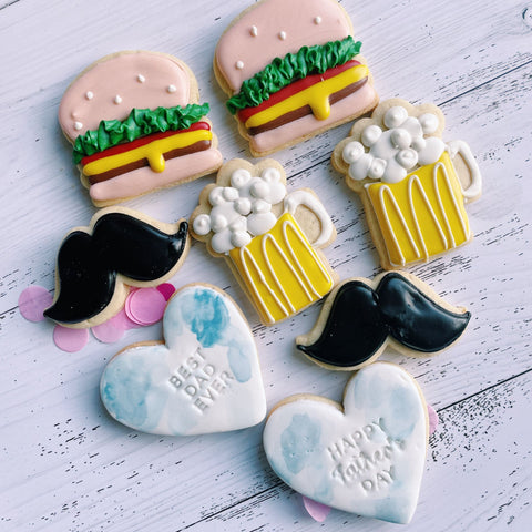 Father's Day Burgers Beers Moustache Cookies