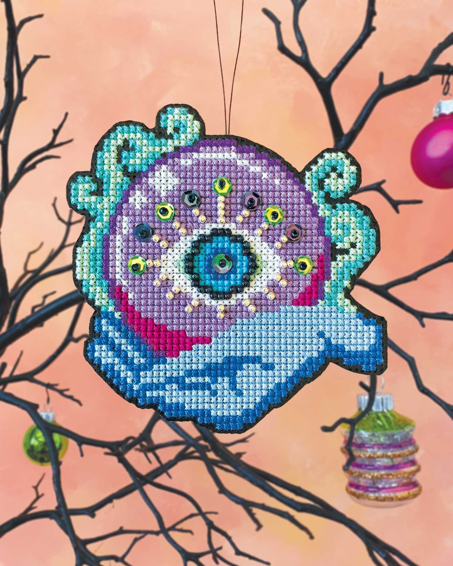 Cross Stitch Halloween Ornament Kit - Eye Scream