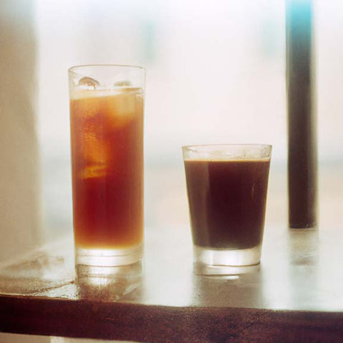 Iced coffee and cold brew coffee in glasses