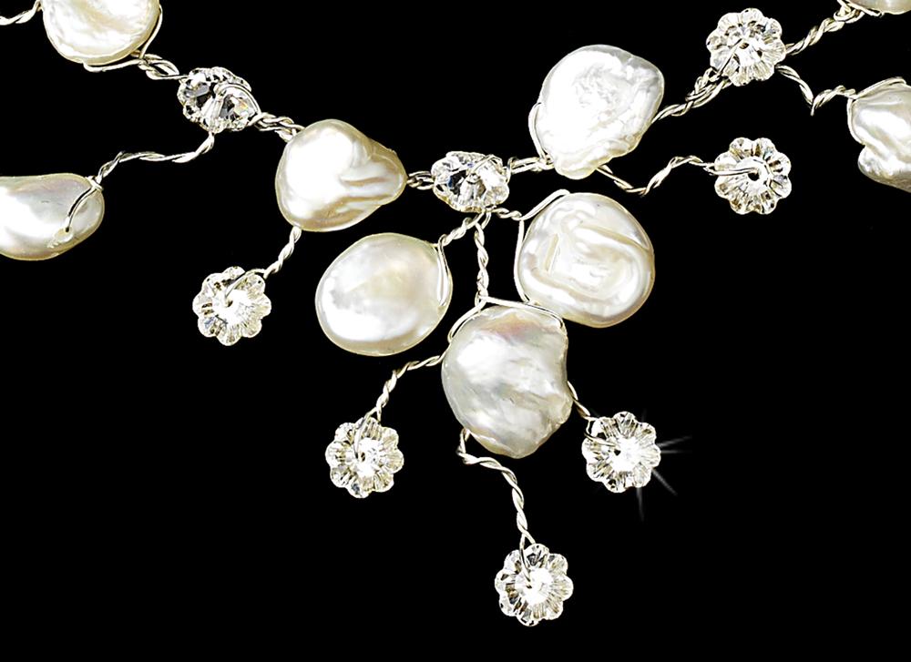 Beautiful Freshwater pearl and floral crystal tiara – La Bella Bridal ...
