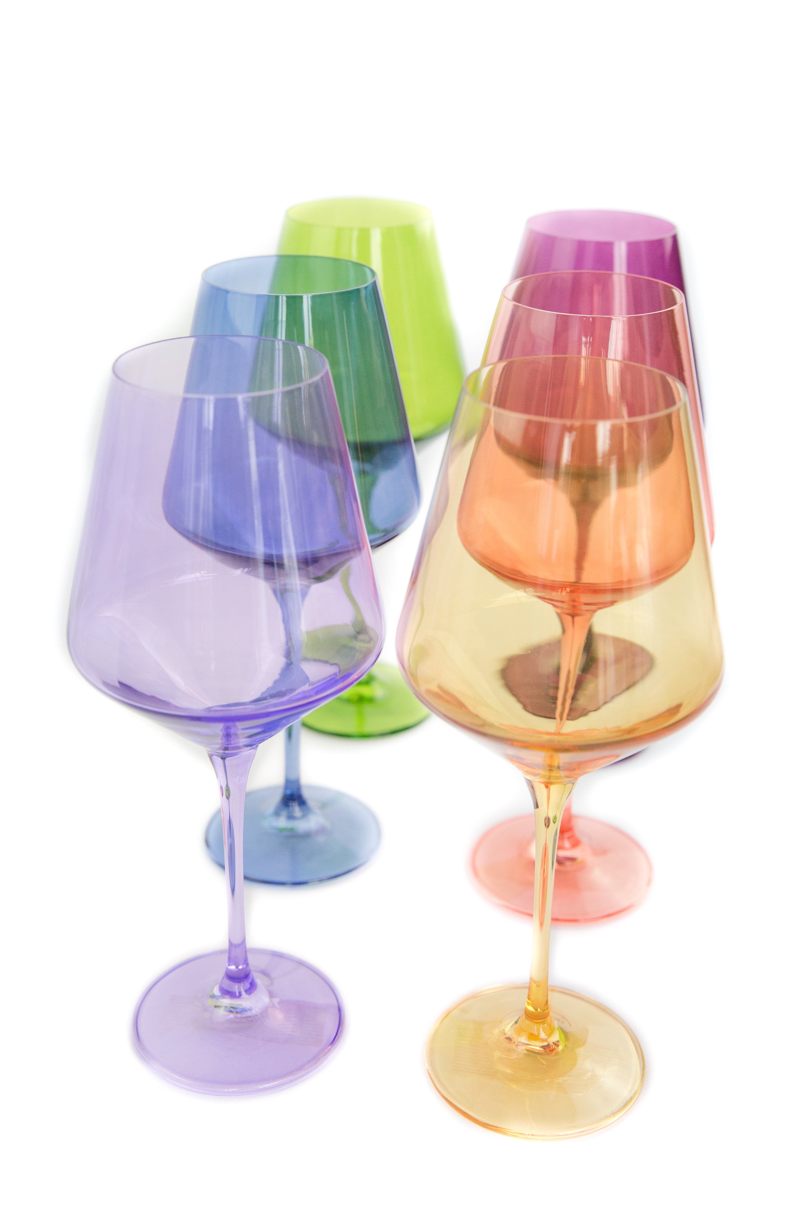Estelle Colored Glass Wine Stemware Set in Multicolor