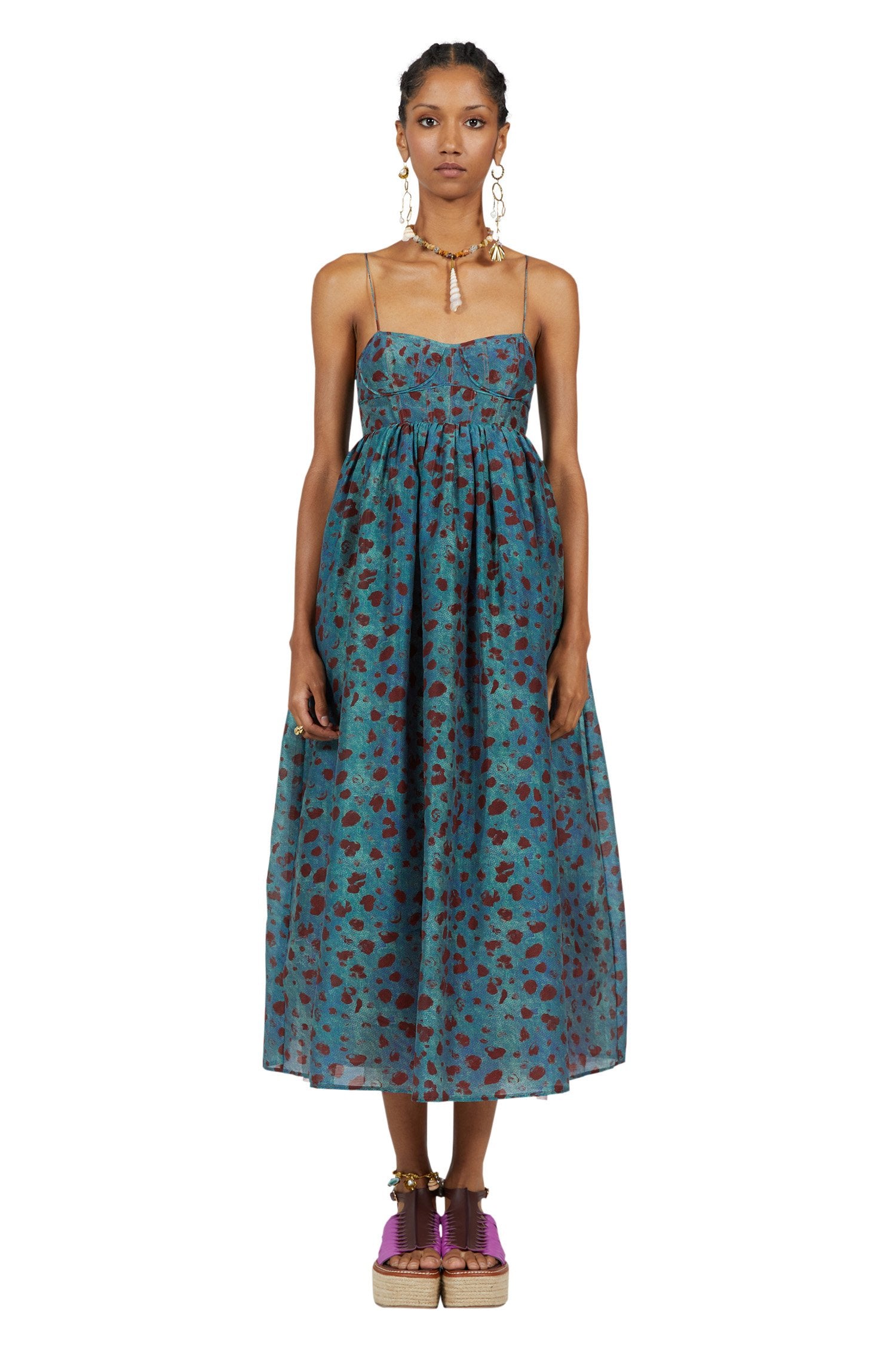 ULLA JOHNSON Mariza Dot Print Midi Dress