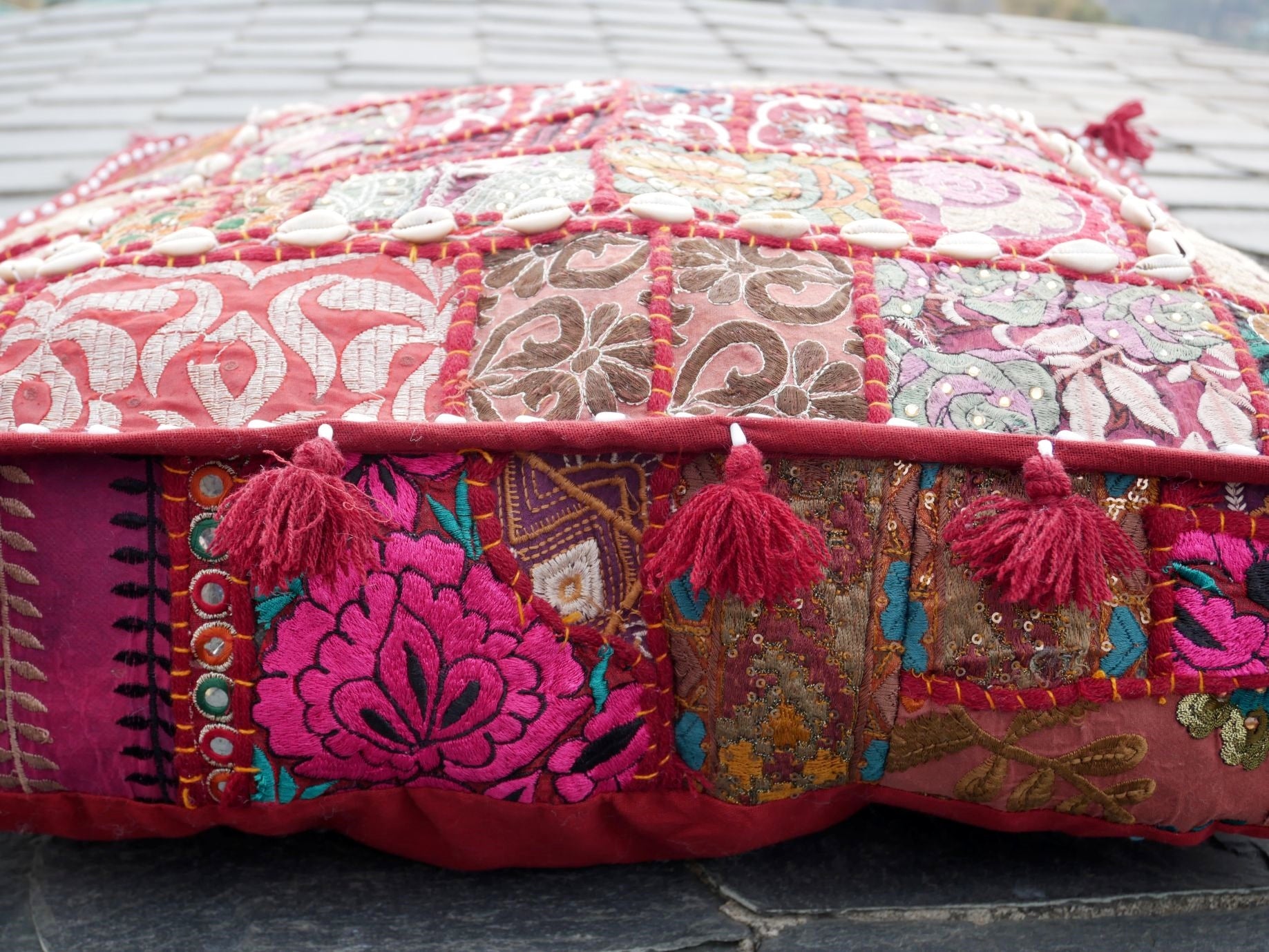 Large Square Boho Floor Cushion Hippie Love Bohemian Decor Cushion Cover