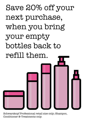 Eds Hair Bramhall - Return Your Old Bottles - Refill Service