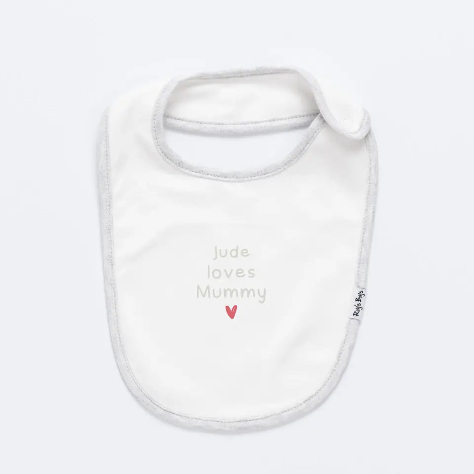 Personalised I Love Mummy Name Baby Bib