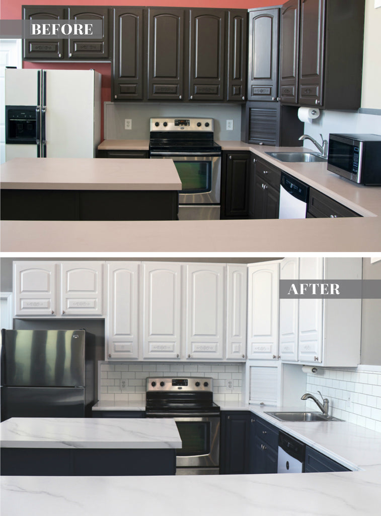 DIY Marble Countertops!  Full kitchen makeover using only paint kits by Giani.