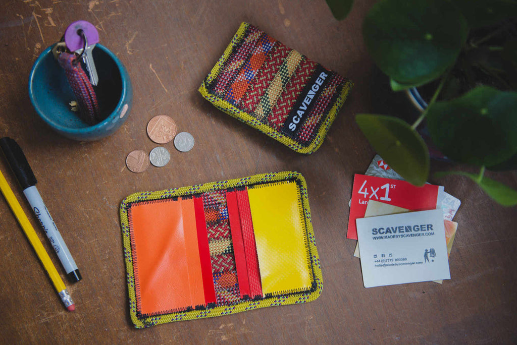 Handmade card wallet made from retired climbing rope