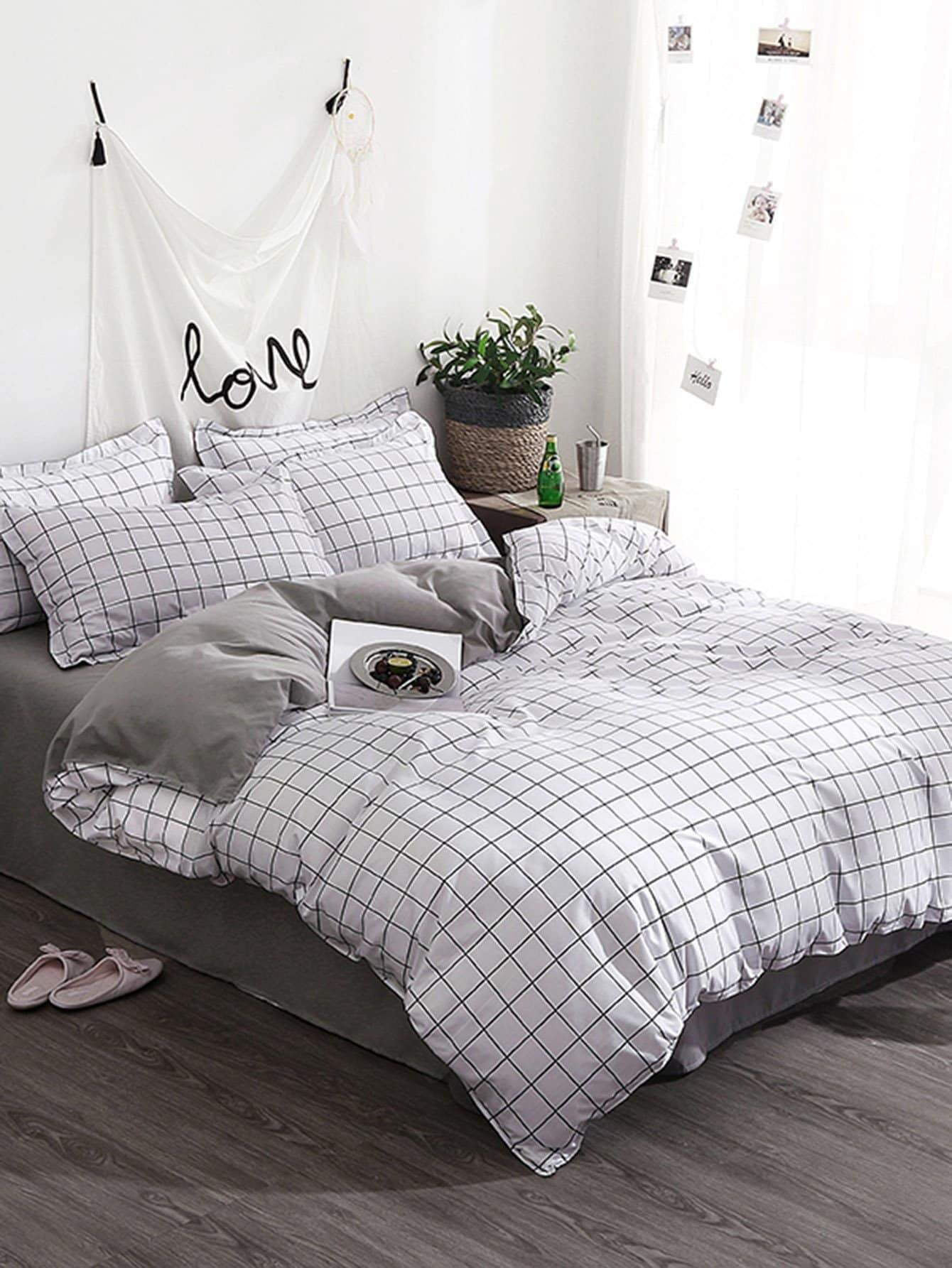 Allover Grid Duvet Cover Popviva