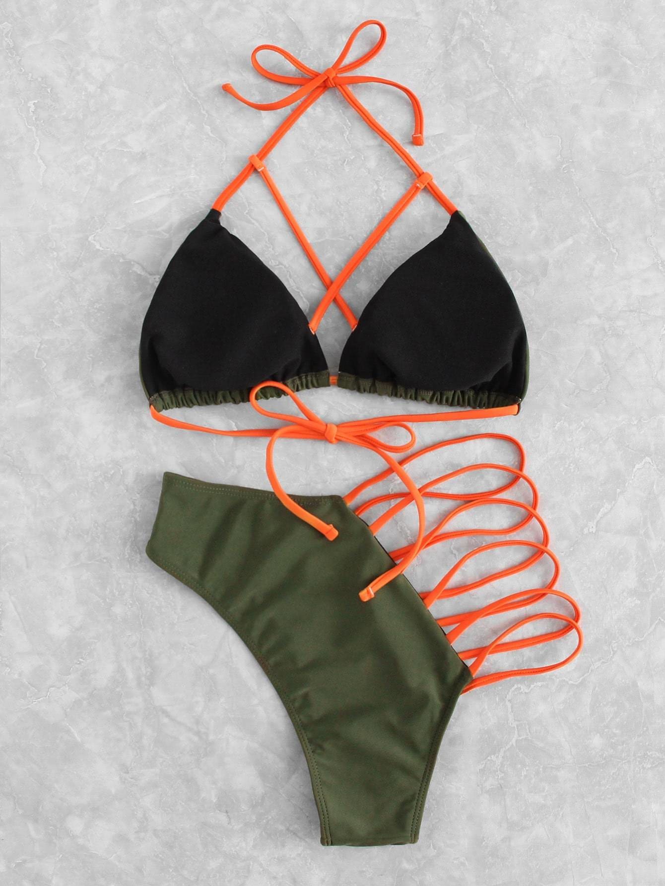 criss cross halter top bikini