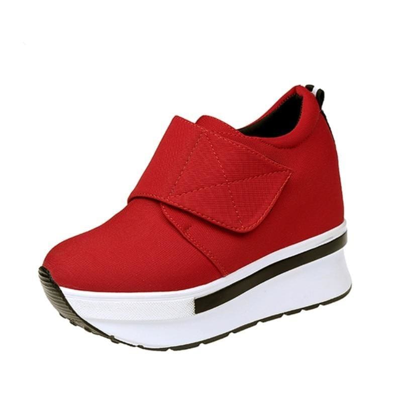 red platform sneakers