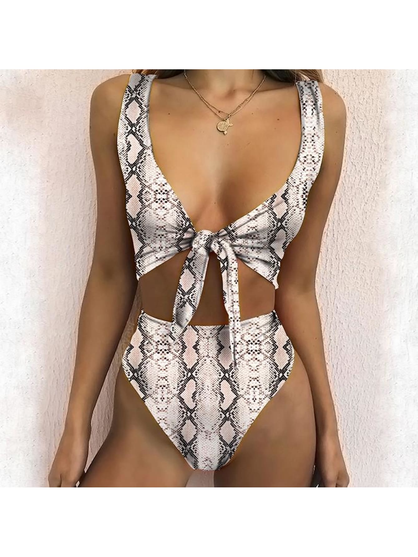 snake print high waisted bikini