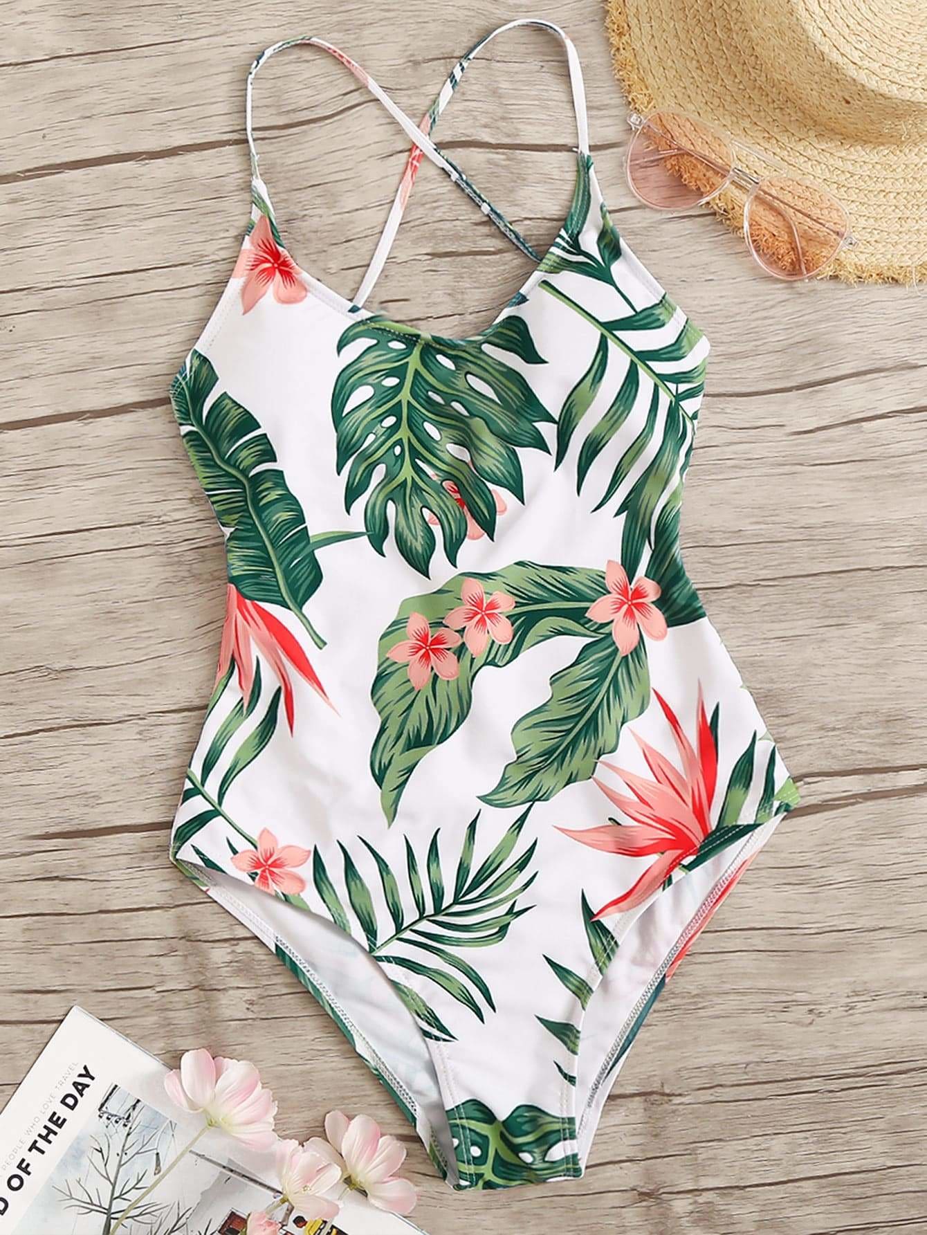 lace up back one piece swimsuit