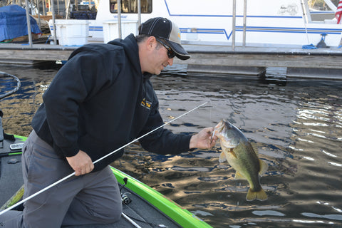 Bass fishing using a Kastmaster fishing lure