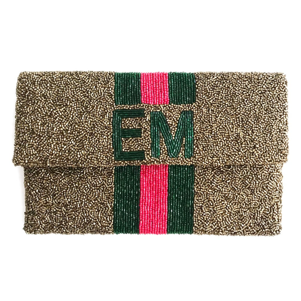 personalized beaded clutch