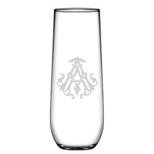 Monogram Floral Letter M - Stemless Wine Glass - Personalized Gifts fo -  bevvee