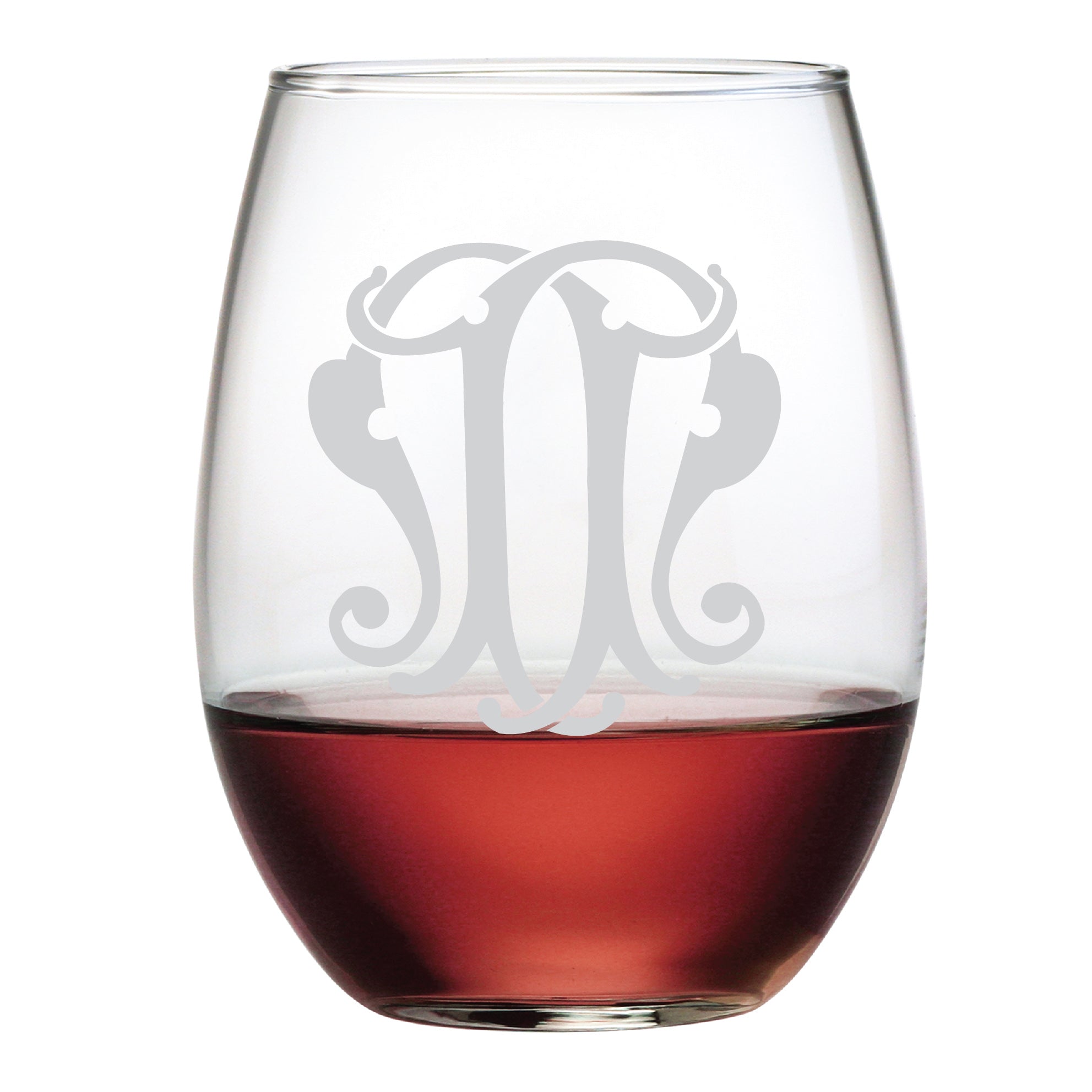 1-Letter Etched Initial Stemless Wine Glass - emilymccarthy.com