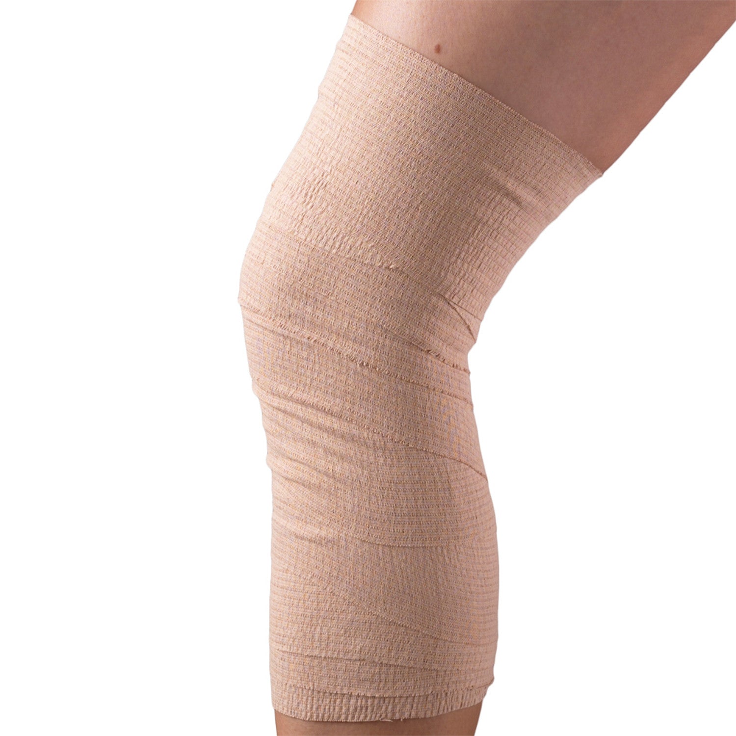 4" WIDE SELF-ADHERING ELASTIC BANDAGE ON A KNEE