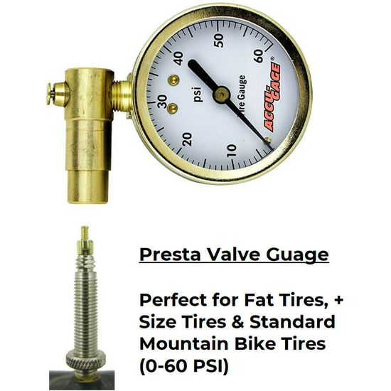 MEISER Accu-Gage - Manomètre vélo pour pneu Fat bike (valve Presta) -  Mathieu