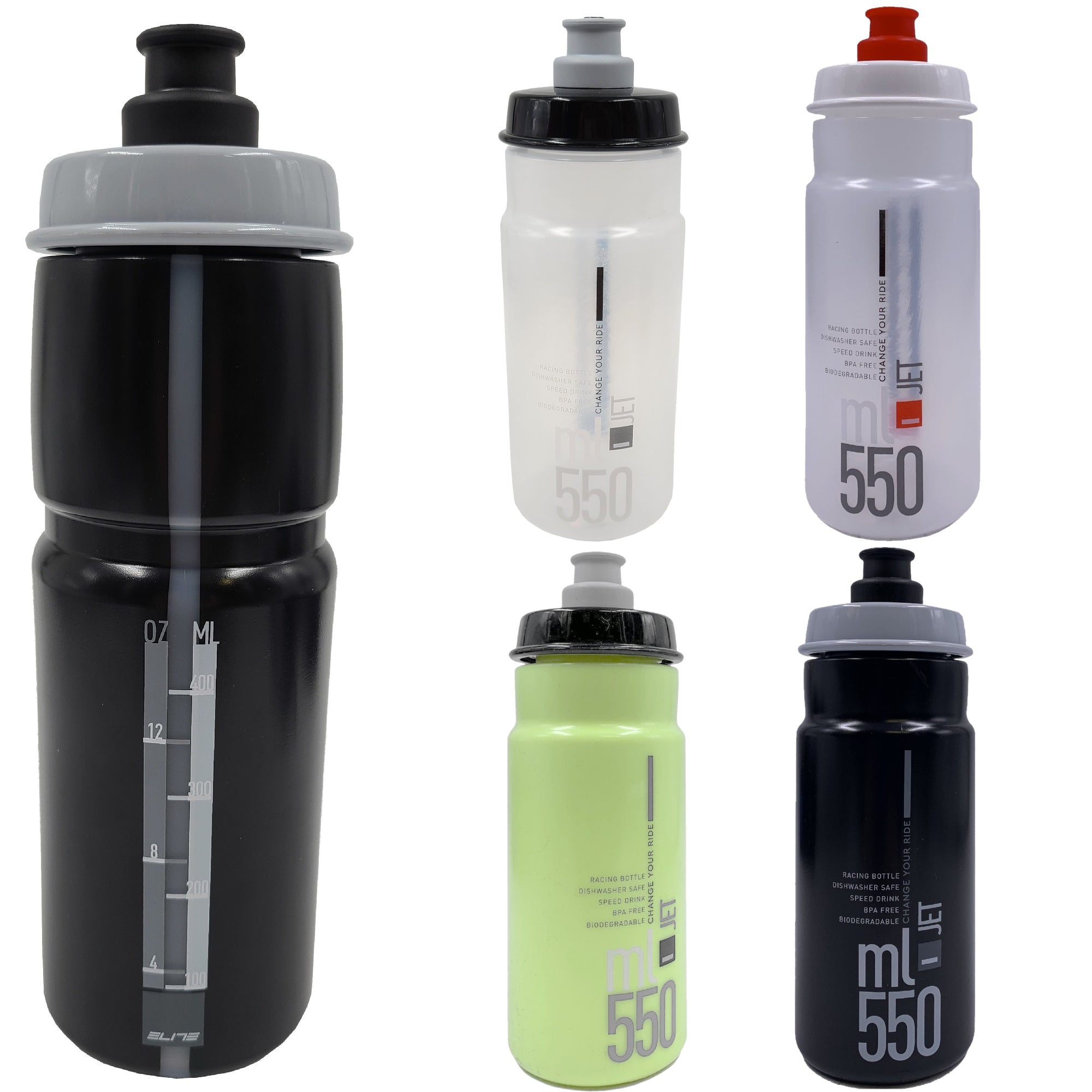 Elite Water Bottle Jet Clear/Red 750 ml