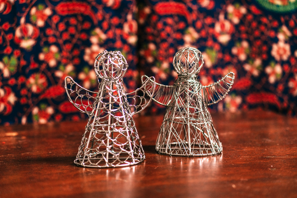 Wrapped Wire Angels Set Of 2 Mira Fair Trade