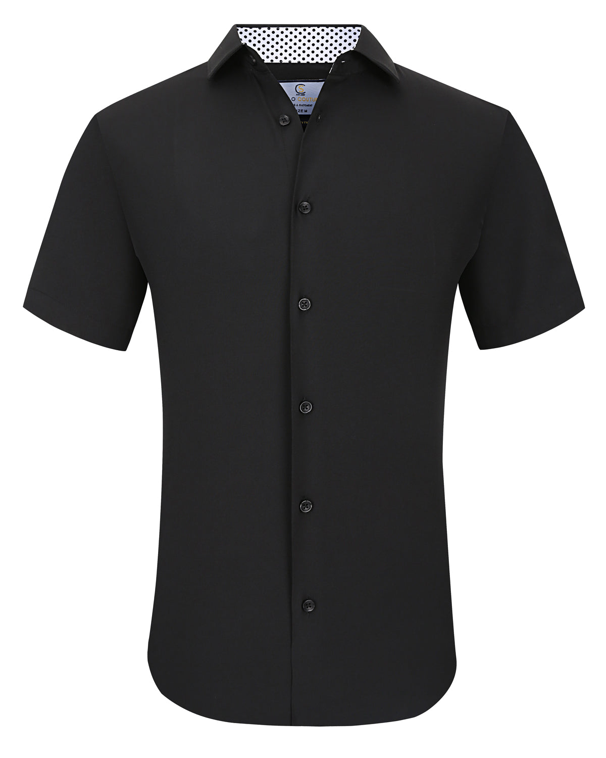 Suslo Solid 4 Way Stretch Black Short Sleeve Shirt – Suslo Couture