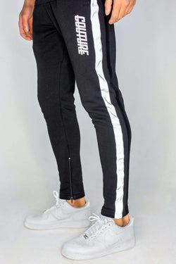 black reflective joggers