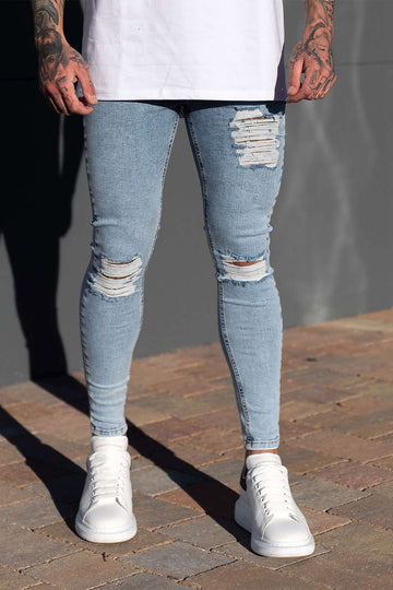 mens ripped ankle jeans