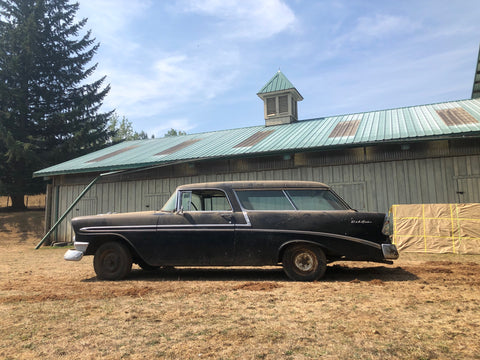 1956 chevy nomad barn find hot rod rat rod gasser race car tri-five iron and steele