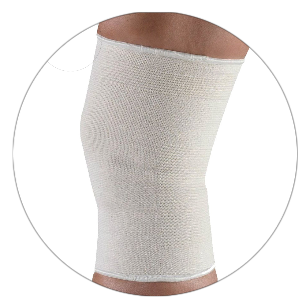 CLOSE-UP ON PULLOVER ELASTIC KNEE SUPPORT