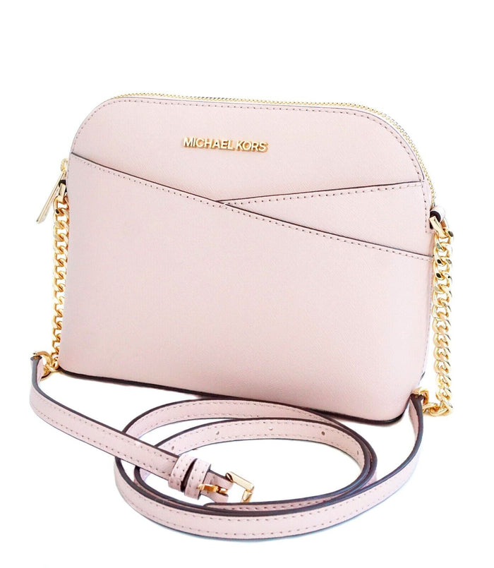 Michael Kors Jet Set Travel Medium Leather X Cross Dome Crossbody Handbag  Powder Blush Solid