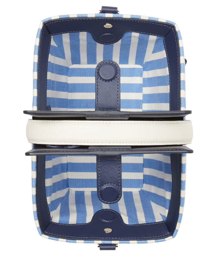 Pre-owned Kate Spade White/blue Stripes Pvc And Leather Wellesley Hanna Crossbody  Bag | ModeSens