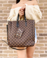 Louis Vuitton Riverside Damier Ebene Satchel Shoulder Bag Brown Black –  Gaby's Bags