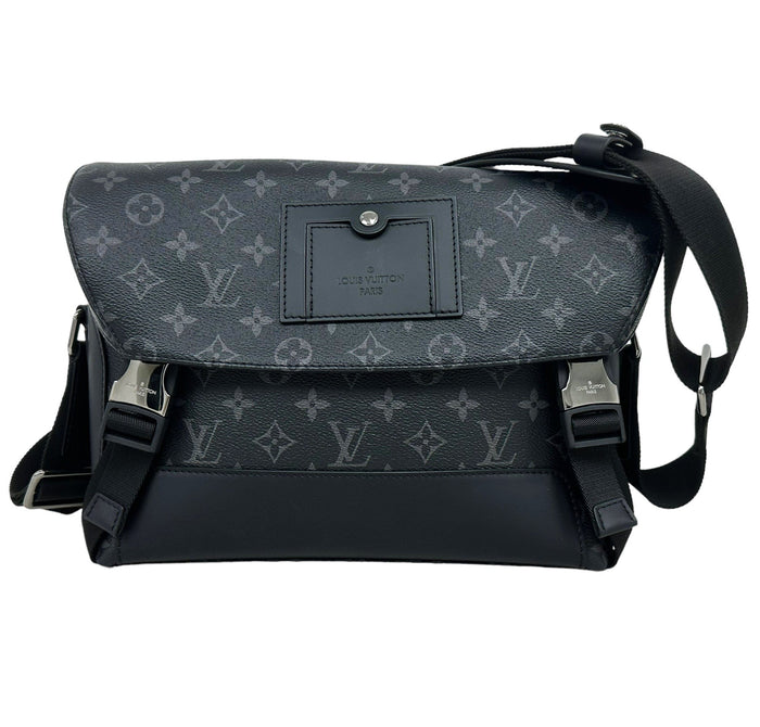 Louis+Vuitton+Voyager+Messenger+Bag+MM+Black+Canvas for sale online