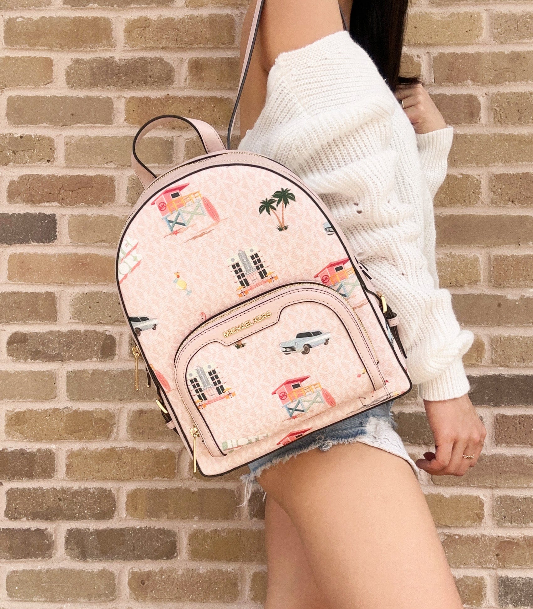 uhøjtidelig sne hvid Månenytår Michael Kors Jaycee Medium Zip Pocket Backpack Light Powder Blush  Pink–Gaby's Bags