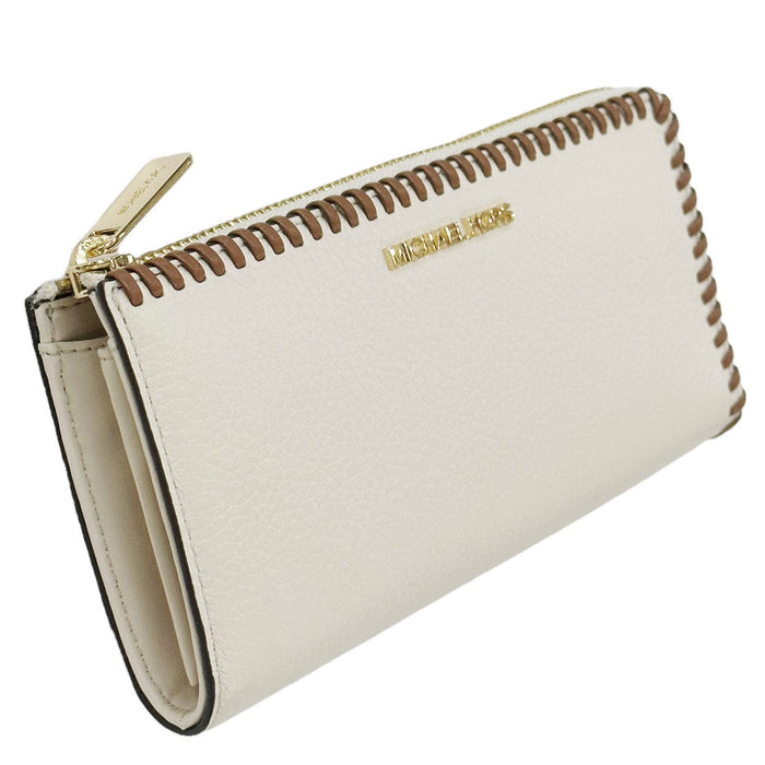 Michael Kors Jet Set Travel Large Travel Leather Continental Wallet (Light  Cream)