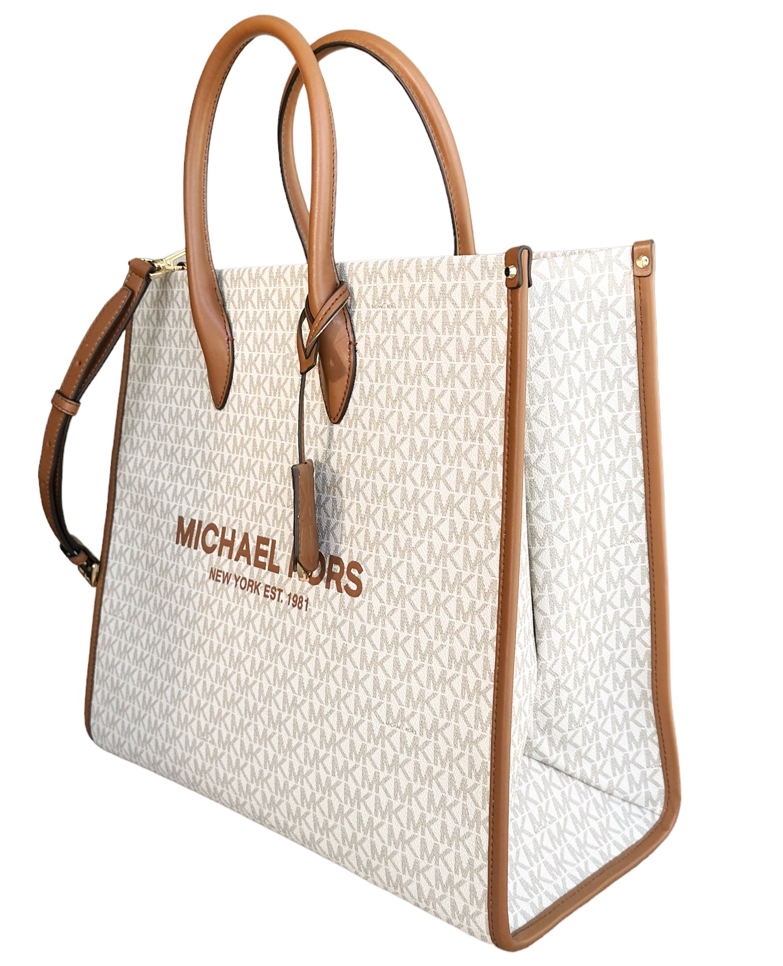 Michael Kors Mirella Large Canvas Tote Bag In Brown | ModeSens