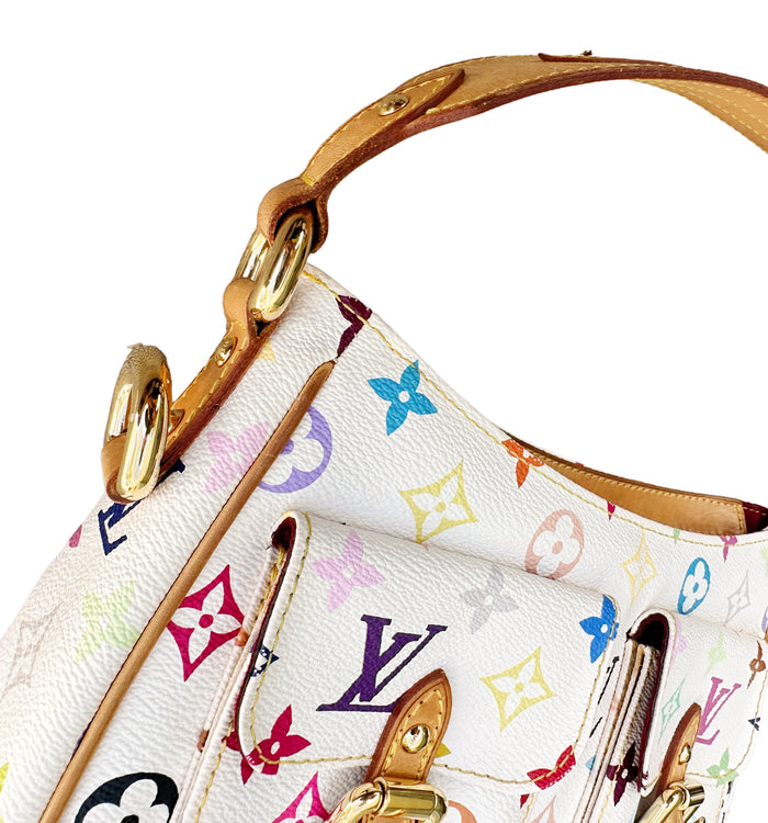 LOUIS VUITTON White Multicolor Monogram Canvas Boulogne Shoulder Bag