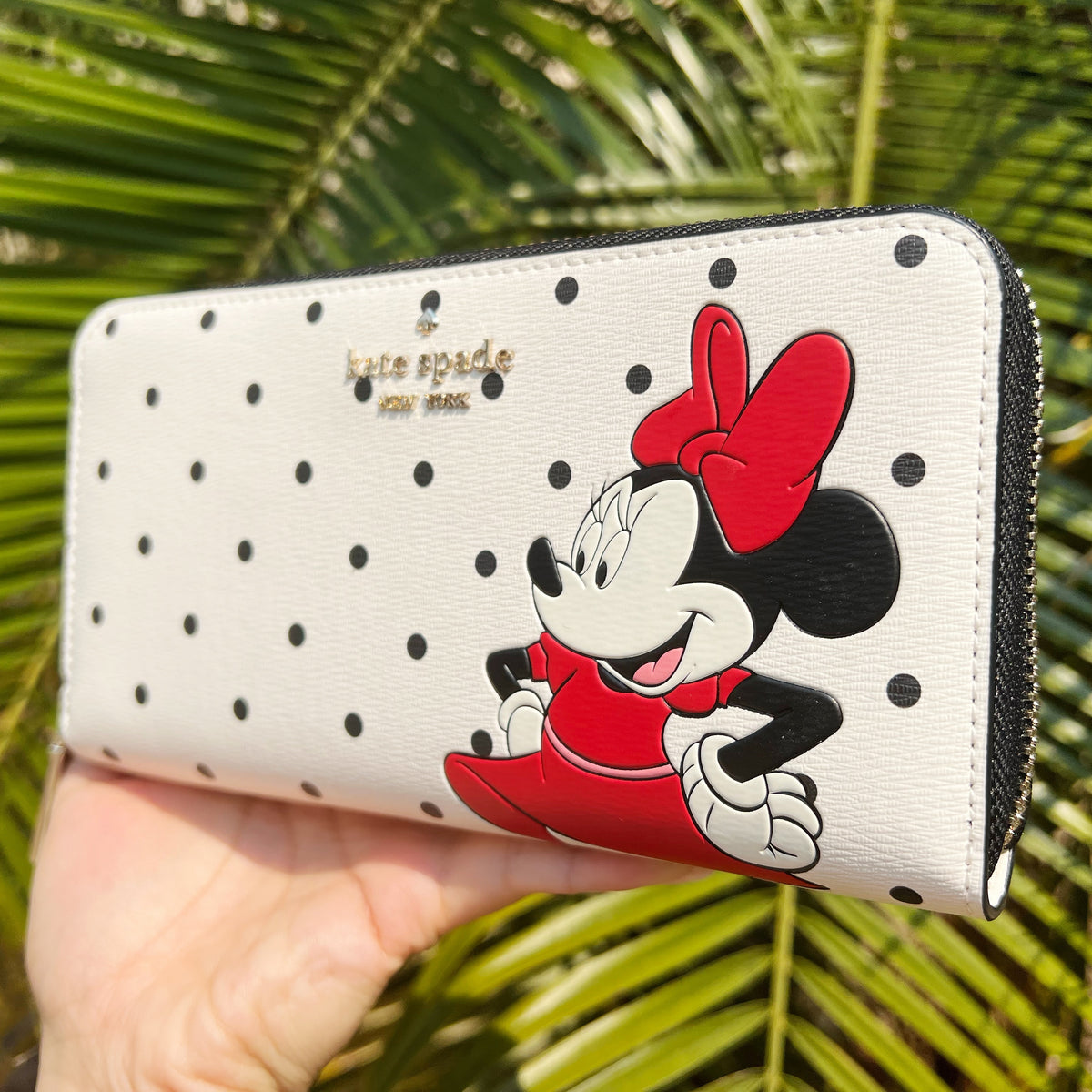 Kate Spade Disney X Minnie Mouse Zip Around Continental Wallet White  B–Gaby's Bags