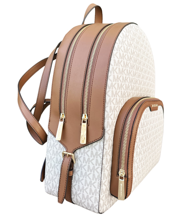 Michael Kors Jaycee Large Backpack Vanilla MK Signature Leather PVC Laptop