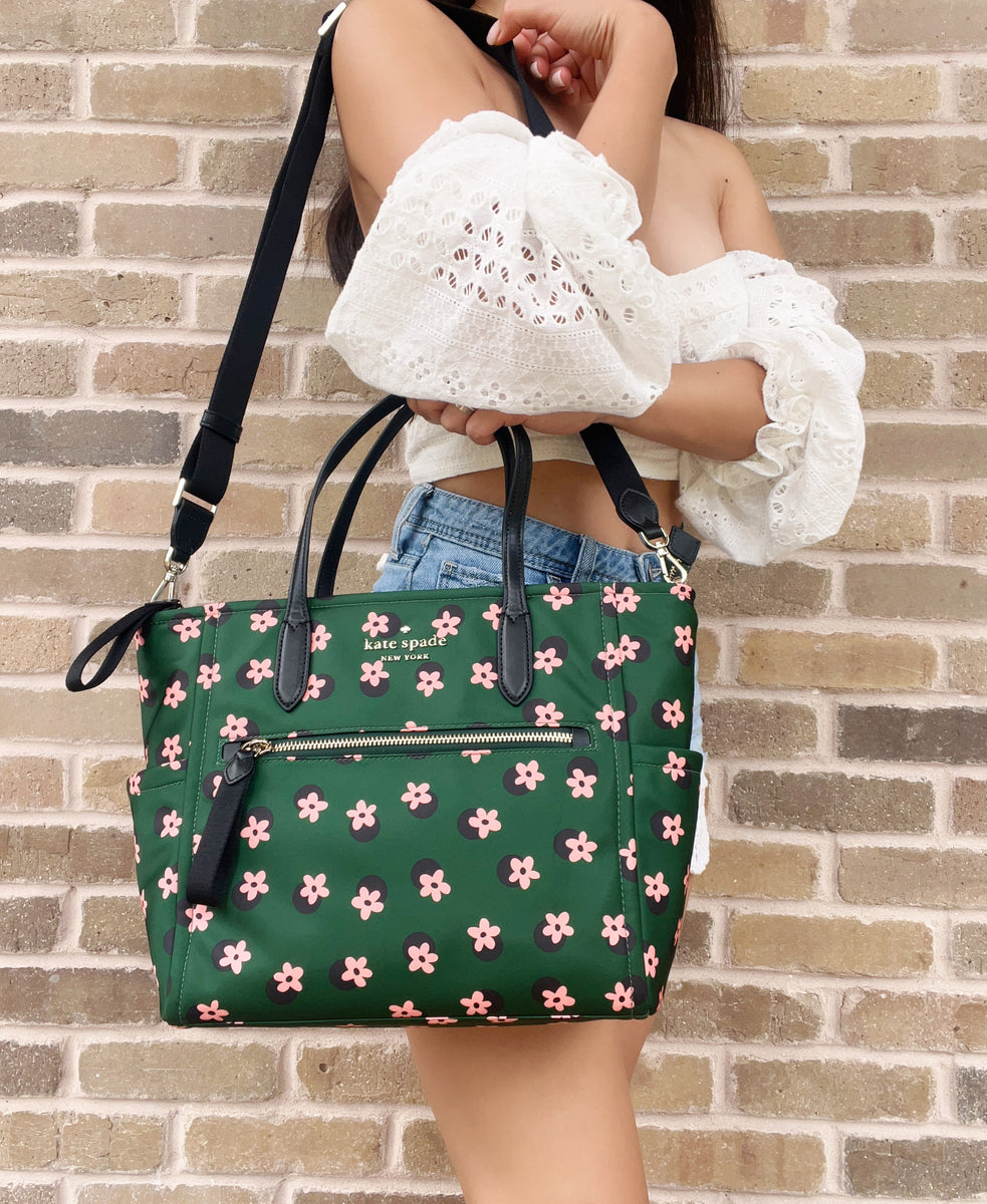 Kate Spade Chelsea Whimsy Floral Medium Top Zip Satchel Nylon Green  Mu–Gaby's Bags