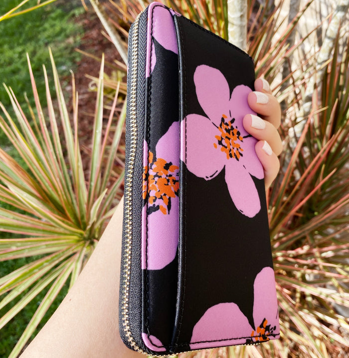 Spade Flower Zip Around Continental Wallet