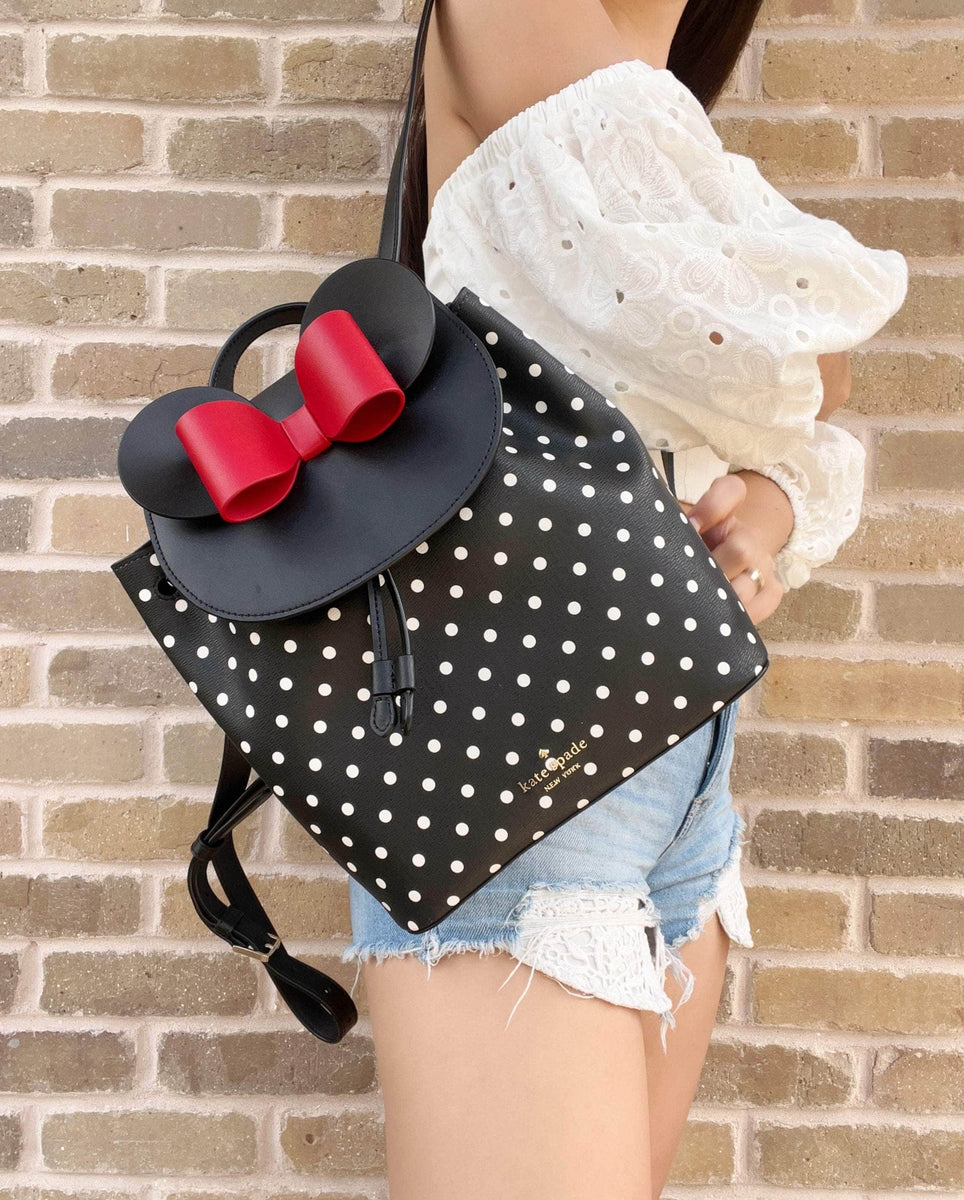Disney x Kate Spade New York Minnie Mouse Drawstring Flap Backpack  Bla–Gaby's Bags