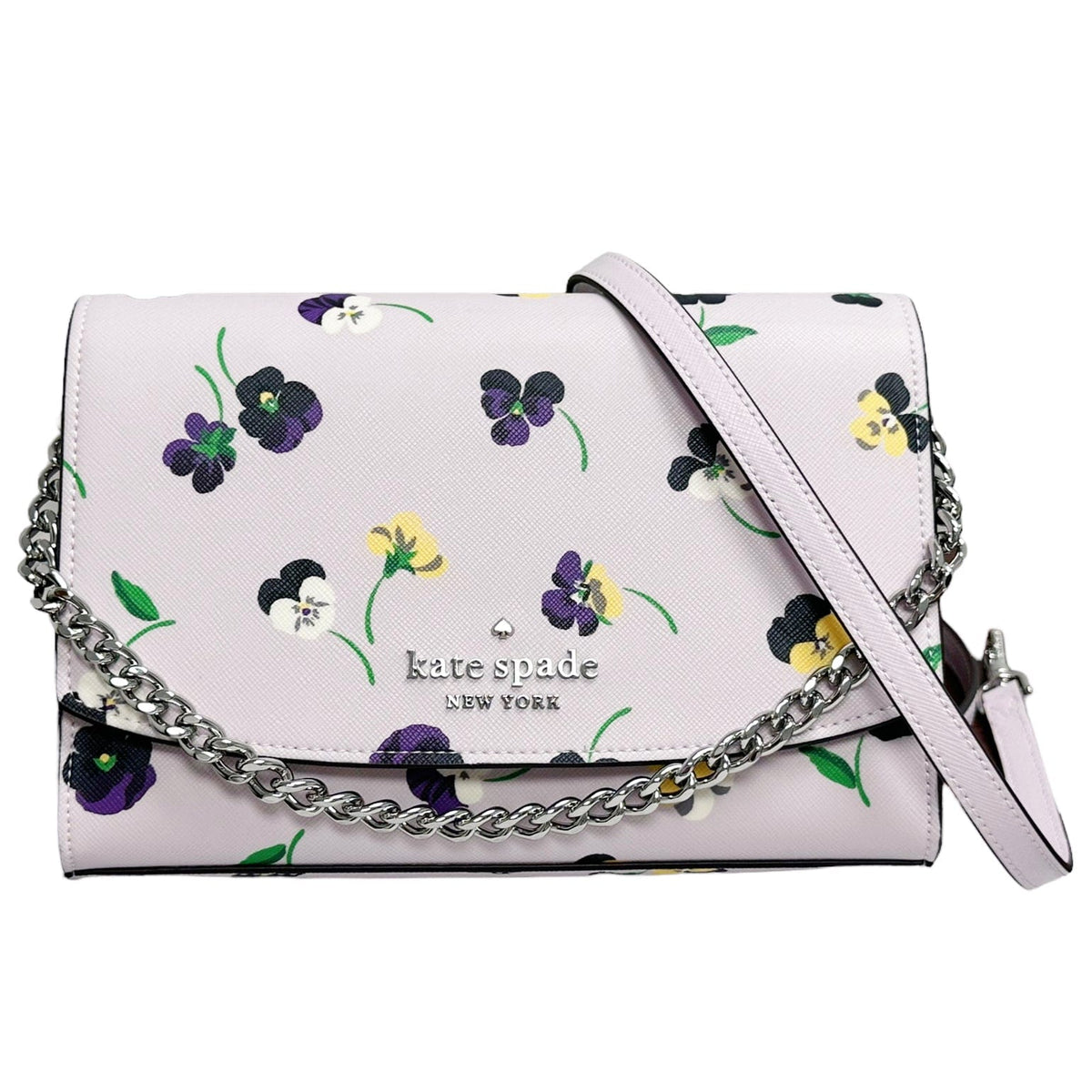 Kate Spade Carson Convertible Chain Crossbody Pansy Toss Floral Lilac  –Gaby's Bags