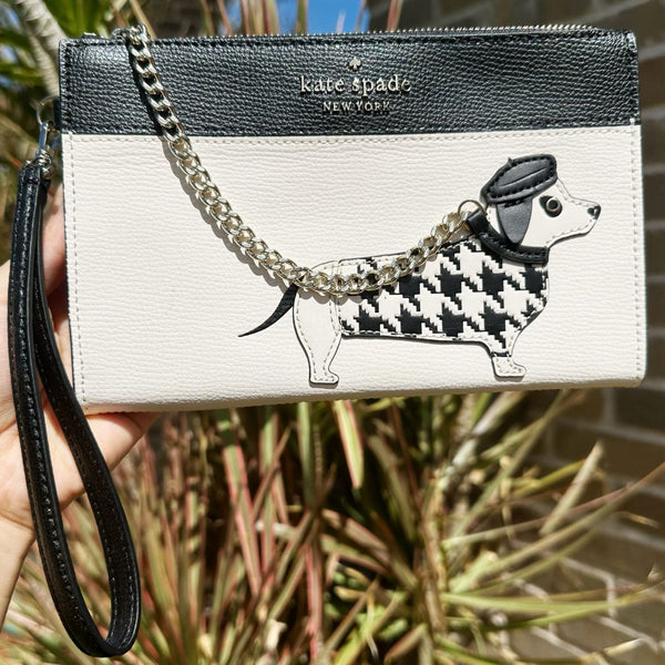 Kate Spade Dachshund Houndstooth Claude Fetch Wristlet Bag Clutch  Purs–Gaby's Bags