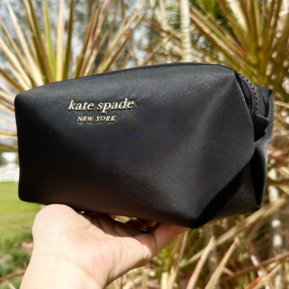 Kate Spade Everything Puffy Medium Cosmetic Case Black Pouch Nylon–Gaby's  Bags