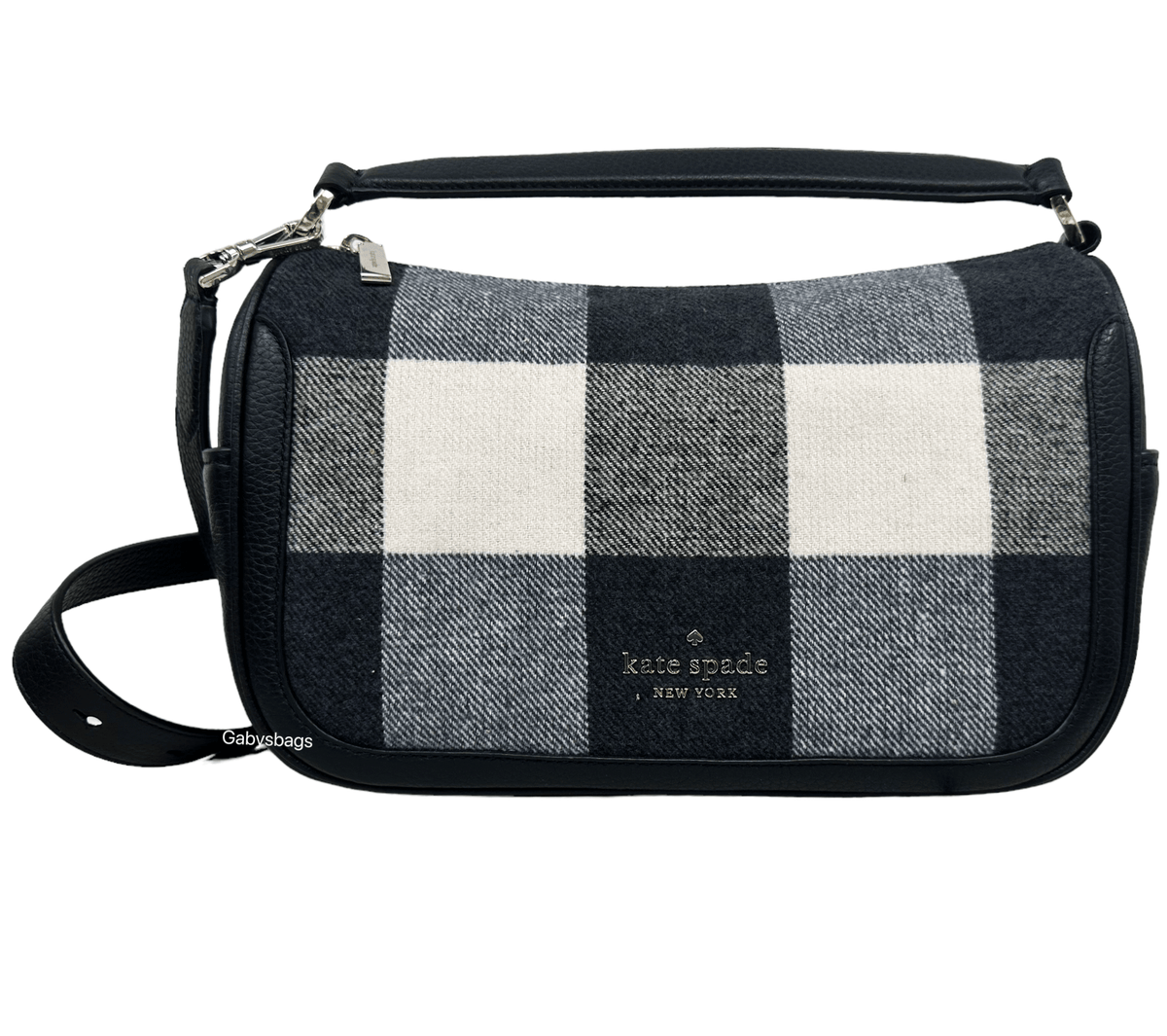 Kate Spade Smoosh Satchel Festive Checkered Multi Color Black White  Le–Gaby's Bags