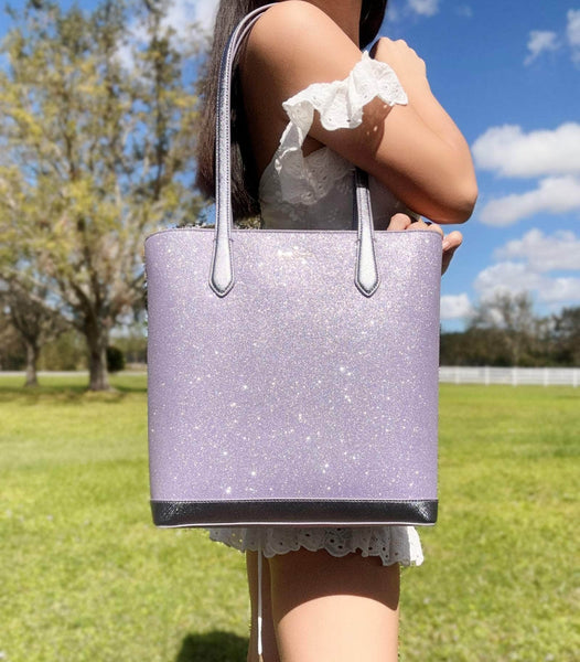 Kate Spade Tinsel Lilac Frost Purple Glitter Shoulder Tote Bag  Handbag–Gaby's Bags